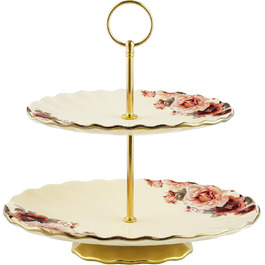 Стійка для тортів та випічки Fanquare з кераміки, золота, 2 яруси
