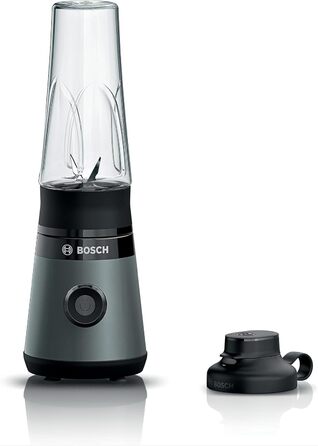 Блендер Bosch VitaPower Serie 2 MMB2111S з пляшкою ToGo, міні-стаціонарний, високошвидкісний, сріблясто-чорний, набір для смузі