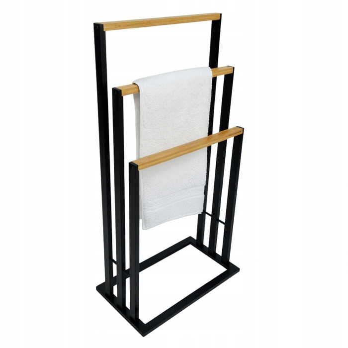 Стійка-вішак для рушників у стилі лофт, 3 рівні, чорний бамбук, органайзер для ванної кімнати
