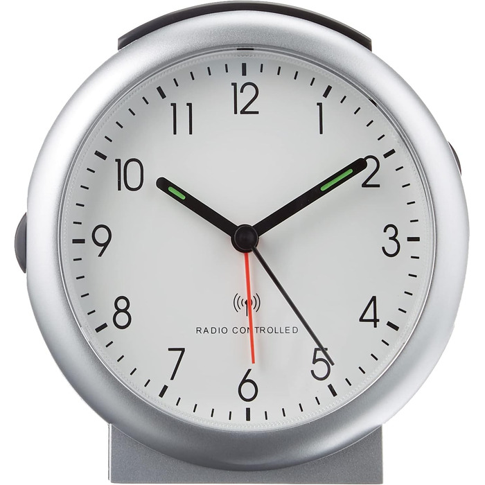 TFA Dostmann Analog Radio Alarm Clock, 98.1036, with Alarm, including Radio Clock, Silver, L 109 x W 50 x H 112 mm