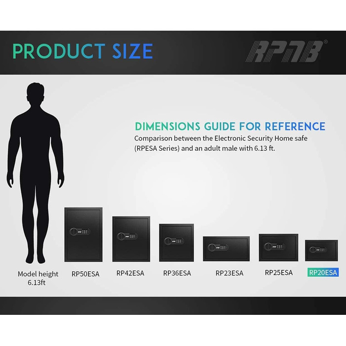 Електронний сейф RPNB Luxus Tresor з кодовим замком, 51 л – для дому, офісу, готелю, зберігання грошей та коштовностей