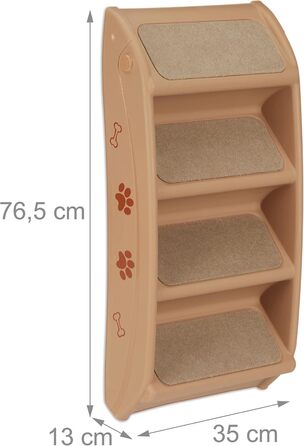 Relaxdays Dog Stairs, 4 Steps, for Small & Large Dogs, Bed & Couch, Car, Pet Stairs, HxBxT: 49 x 39 x 61 cm (beige)