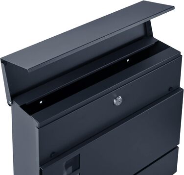 Поштовий ящик Zedelmaier з нержавіючої сталі, індивідуальне гравіювання, з газетницею, замком та 2 ключами, антрацит 33x31x10 см