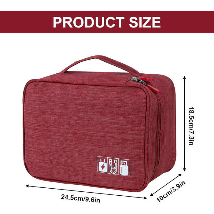 Водонепроникна сумка-органайзер для кабелів та аксесуарів: USB-накопичувачі, SD-карти, Power Bank (червона)
