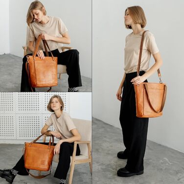 Сумка жіноча шкіряна через плече Berliner Bags Verona (коричнева). Велика сумка-шопер з YKK-застібкою