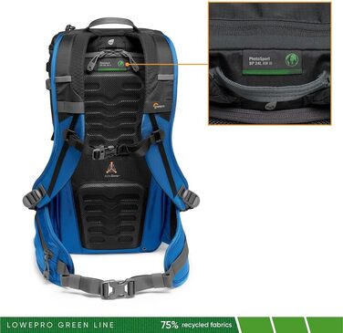 Рюкзак для камери Lowepro PhotoSport BP 24L AW III, синій/чорний, для беззеркальних фотоапаратів, з боковим доступом та змінним вкладишем