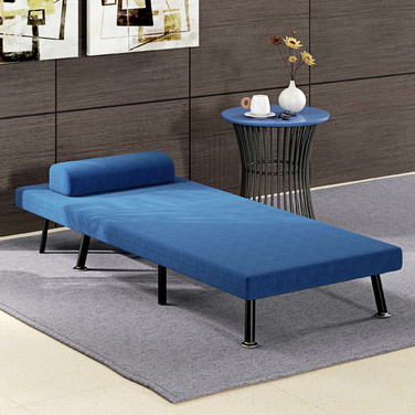 HOMCOM Sleeper Chair, Folding Bed with Bed Function, Back Cushion, Folding Recliner Chair with Linen Look, Adjustable Backrest, 75 x 70 x 75 cm, Dark Blue | Aosom