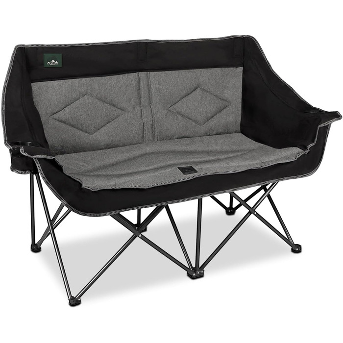 Розкладний крісло-диван Northroad для кемпінгу на 2 особи, чорний. Зручне диван-крісло для відпочинку на природі, для пікніків, пляжу, подорожей. Має підстаканники та тримач для келихів.