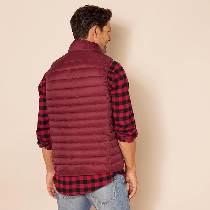 Чоловіча розпакована, водостійка жилетка Amazon Essentials, складається (M, темно-червоний)