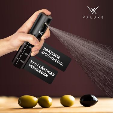 Розпилювач для олії та оцту VALUXE® з УФ-захистом, скляний, чорний - дозатор для оливкової олії, розпилювач олії 100 мл