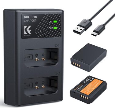 Акумулятор K&F CONCEPT LP-E10 (2 шт.) з подвійним зарядним пристроєм Micro USB/Type-C, сумісний з Canon EOS 1100D/1300D/1500D/1200D/X50