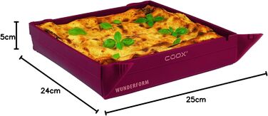 coox WUNDERFORM Basic MQ in Dark Red, the first foldable baking pan, space-saving baking and casserole dish made of BPA-free silicone