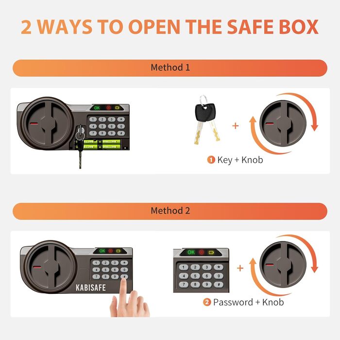 KABISAFE 45L - сейф для дому з електронним замком, світлом та ключем, 45 літрів