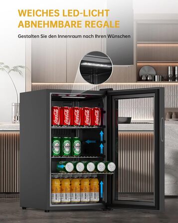 Міні холодильник WIE 70 літрів з подвійними скляними дверима, регульованими полицями для дому, кухні, бару, офісу. Для соди, пива, вина. Тиха робота, 105 доз.