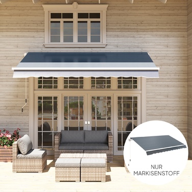 Outsunny Awning Canopy Fabric with Flounce, Water-Repellent Replacement Fabric for 4 x 3 m Awnings, Awning Fabric, Sunshade for Garden, Balcony, Yard, Grey | Aosom