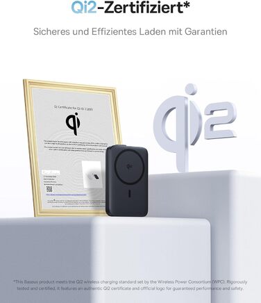 Power Bank Baseus EnerFill MagSafe 10000mAh, 22.5W USB-C, 15W Wireless, для iPhone 17/16/15/14/13/12, сірий
