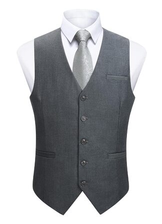 Елегантна жилетка для чоловіків Enlision: однотонна жилетка для весілля, діловий костюм, з кишенями, XS-4XL, сірий