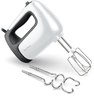 Електричний міксер Moulinex Prep'Mix+ HM460110, 500 Вт, 5 швидкостей, турборежим, 2 вінчики та 2 гаки для тіста з нержавіючої сталі