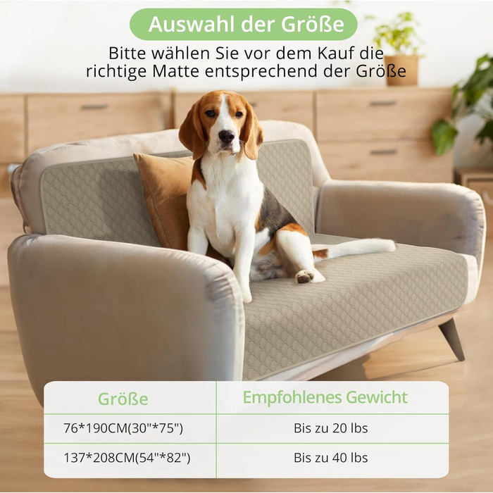 Водонепроникний килимок для собак, килимок для котів, антиковзкий, міцний, для захисту дивану, ліжка, автокрісла, можна прати в пральній машині (172 x 208 см, Хакі, M (137x208 см))