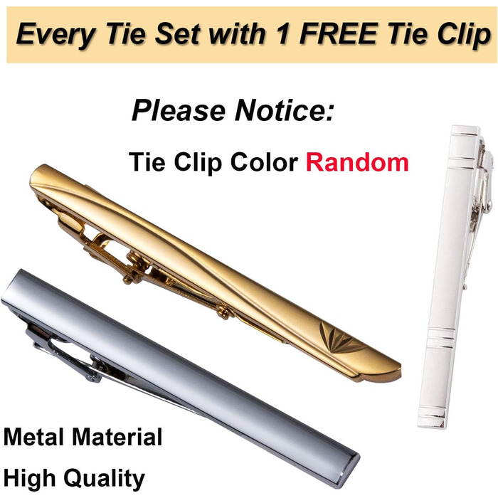 Набір краваток Barry.Wang: класичний однотонний шовковий краватка, нагрудна хустинка, запонки, затискач для краватки - ідеально для весілля та свят