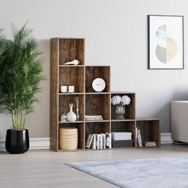 Стелаж Vida Designs Durham на 10 кубів, темне дерево, книжкова полиця-органайзер для вітальні