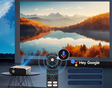 LED-проектор Heelly з Android TV 11 та Google, сірий