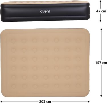 Надувний матрац Avenli для 2 осіб 203x157x47 см з вбудованим насосом - самонадувний матрац для кемпінгу та дому
