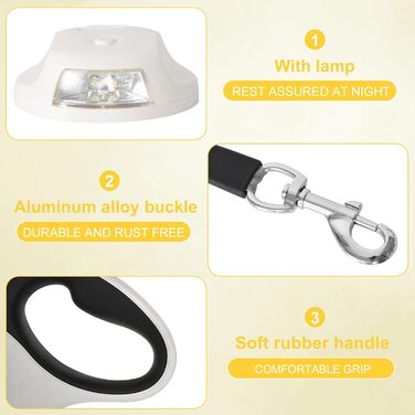 Висувна поводок для собак та котів Rollleine 3м з LED-підсвічуванням, до 15 кг