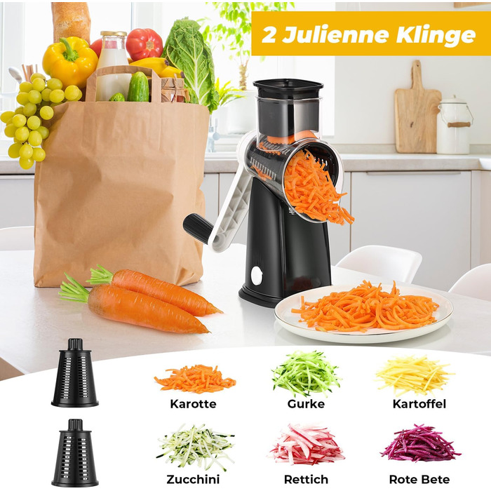 Ручна тертка для овочів та сиру з ручкою, 5 насадок, для нарізки овочів, сиру, горіхів, терка для швидкої нарізки