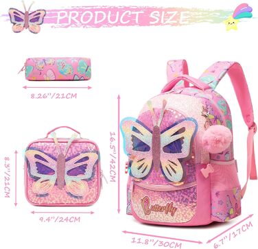 Шкільний рюкзак для дівчаток HTgroce 3 клас. Рожевий рюкзак з метеликом