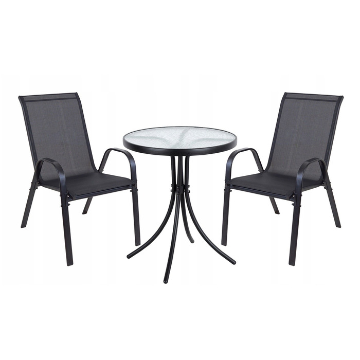 Комплект садових меблів Kontrast, метал, чорний, 3 предмети