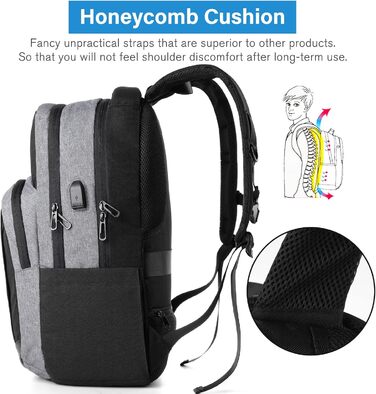 Рюкзак для підлітка/чоловіка/жінки, 35л, USB-порт, 15.6