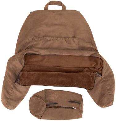 Подушка для чоловіка з підлокітниками - велика, для читання та відпочинку в ліжку. Преміум піна з пам'яті, знімна подушка для шиї на стрічці. Чохол, колір: коричневий, колір: коричневий