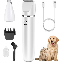 Машинка для стрижки собак та котів 2-в-1 Brifit, тример для подушечок лап, тиха, водонепроникна IPX7, професійна для тіла, лап, очей, вух, обличчя