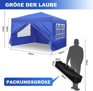Gazebo, Leadyeah Pop-Up Pavilion with Sides, Foldable Camping Pavilion 2.5 x 2.5, Heavy-Duty Pavilion Tent, Completely Waterproof, 50+ UV Protection for Camping, Party - Beige (3mBlue)