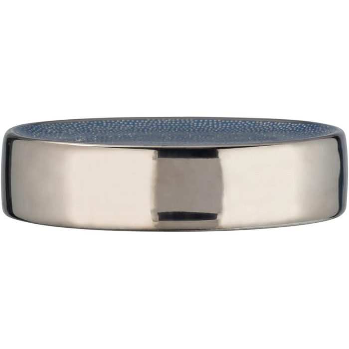 Підставка для мила WENKO Nuria, керамічна мильниця срібно-блакитного кольору, 12 x 3 x 8 см