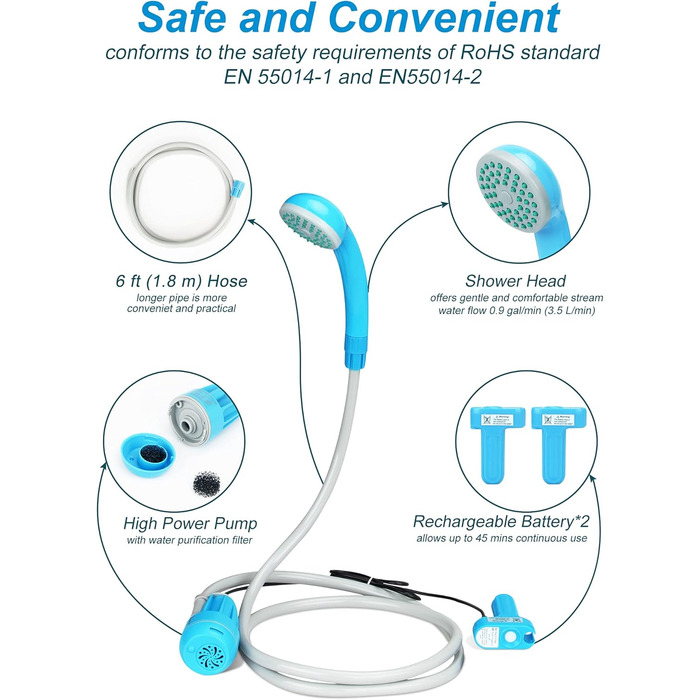 Innhom Портативний душ для кемпінгу, електричний, перезаряджається, для відпочинку на природі