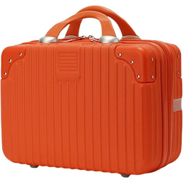 Waterproof Cosmetic Case Makeup Bag Lightweight Carry-on Beauty Case with Handle and Zipper, Women's Wear-resistant Hard Shell Travel Vanity Bag for Trip (Orange)