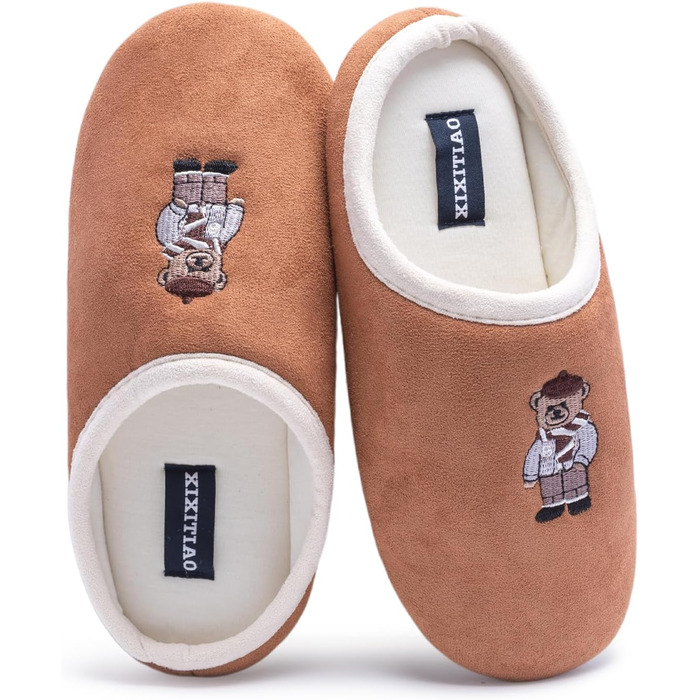 Жіночі халапи з бавовни з закритим носком - Зручна антиковзна підошва, дихаючі для дому, Колір: Коричневий, Розмір: 40/41 EU