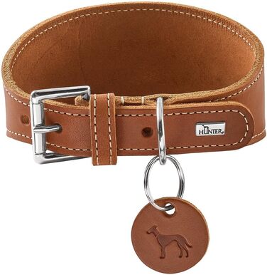 Нашийник для Віндхаундів Hunter Aalborg, колір Cognac, міцне м'яке шкіряне, розподіл тиску, захист гортані, Made in Germany, розмір 37