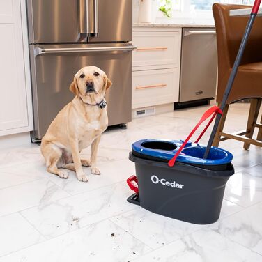 O-Cedar EasyWring Microfiber Spin Mop Refills, Floor Cleaning System with 2 Extra, Plastic, Rinseclean Spin Mop & Bucket + 2 Extra Refill Packs, RC