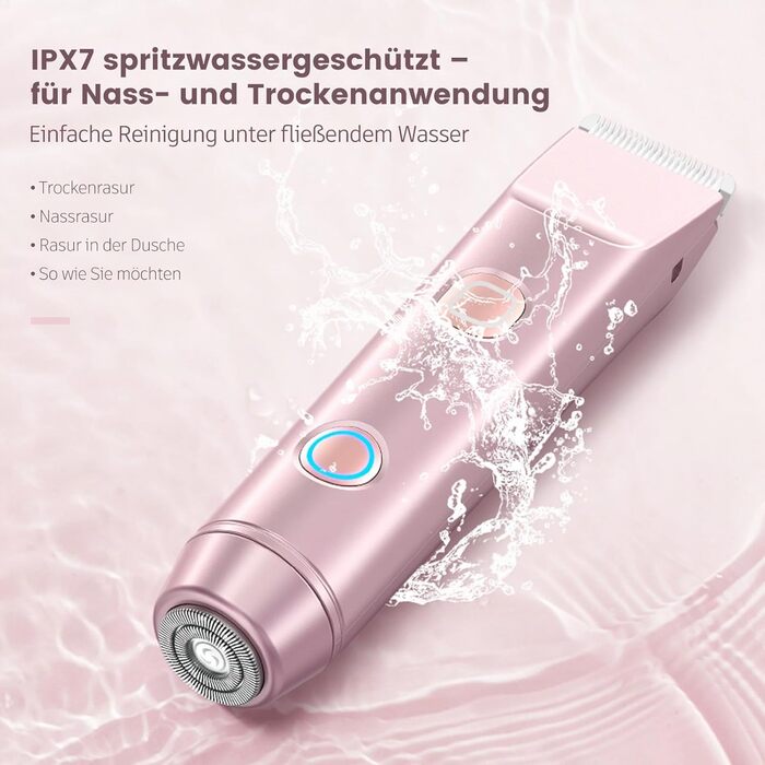 Епілятор для жінок 2-в-1 з тримером для бікіні, ніг, тіла. Вологостійкий, USB-C, рожеве золото