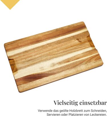 Large Acacia Cutting Board 50 × 29 cm | High Quality & Hygienic | Extra Large Wooden Cutting Board XXL made from sustainable acacia wood | Discover oiled wooden cutting boards for kitchen & gastronomy
