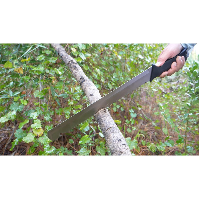 Camillus Carnivore MAXX 2.0 Machete made from durable 420 stainless steel with a titanium coating, ideal for hunting, hiking, camping, survival. Machete with shaped sheath, 58.4 cm
