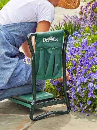 Burpee 92314 Garden Kneeling Bench with Cushion, Seat Bench and Removable Tool Bag, Easy to Store, Portable Outdoor Bench, Foldable and Lightweight
