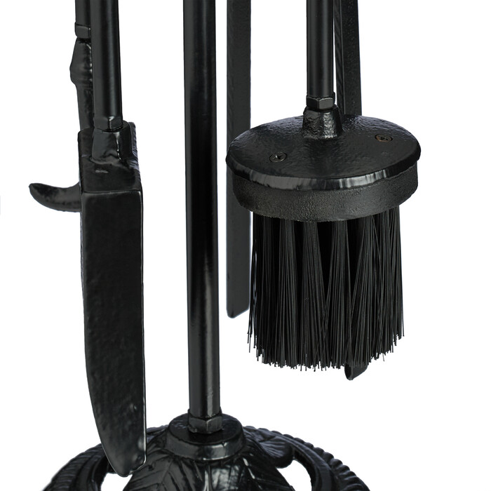 Relaxdays 5-Piece Fireplace Tool Set, Cast Iron