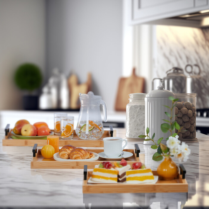Relaxdays Set of 3 Bamboo Coasters
