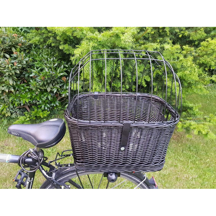 Корзина для велосипеда Tigana з прутів для багажника, 50 x 38 см, чорна (S-S), з подушкою