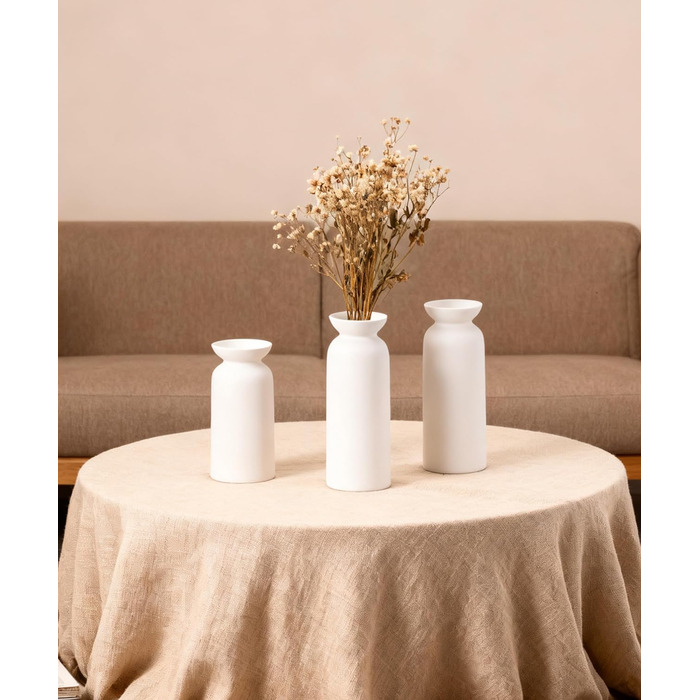 Керамічні вази 3 шт., сучасний мінімалізм, декор для дому, вази для пампасних трав, вітальня (12 білий)