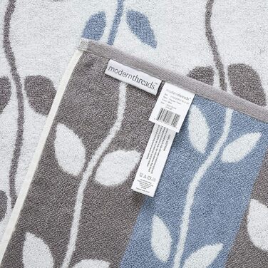 Amrapur Overseas Towel Set, 6-Piece, Dyed, Bio-Leaf Pattern, Jacquard/Solid, Ultra-Soft, 500 g/m², 100% Combed Cotton, Blue